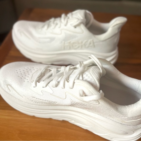 Hoka Clifton 10 Women’s All-White Athletic Sneakers - Picture 5 of 8